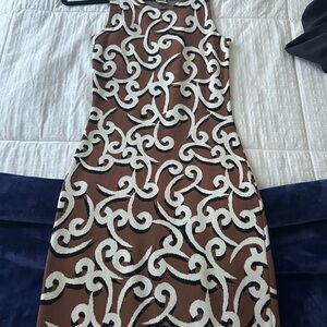Diane Von Furstenberg Brown and White Patterned Dress